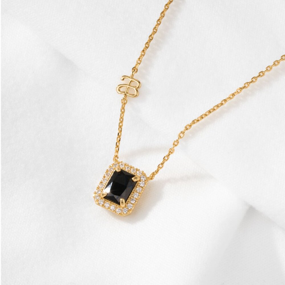 Alicia Bonnie Aurora Black Crystal Pendant Gold Necklace